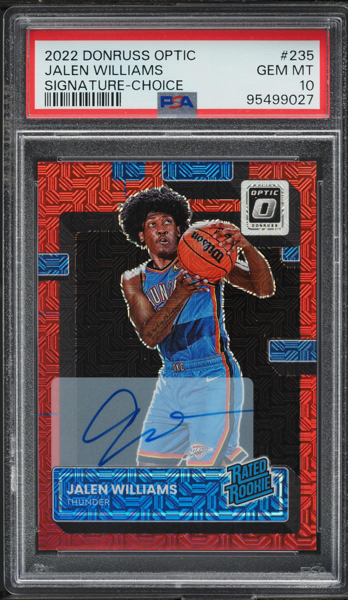 2022 Donruss Optic Choice Jalen Williams ROOKIE AUTO #235 PSA 10 GEM MINT