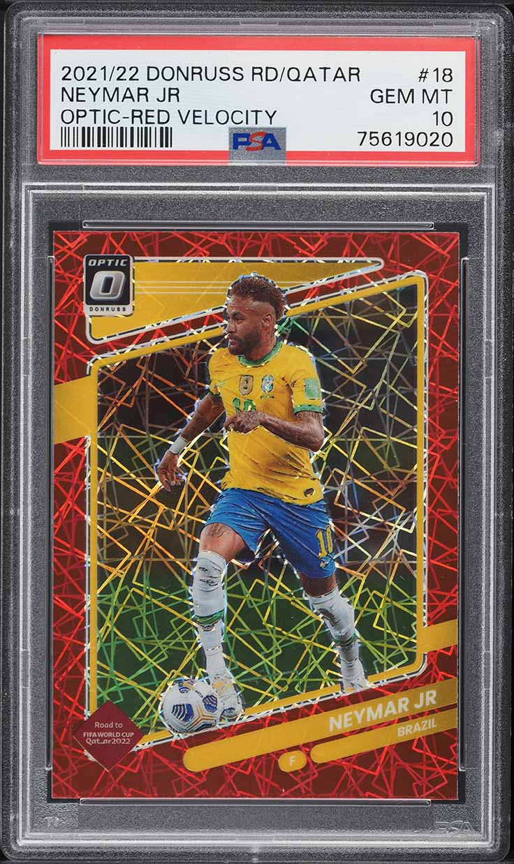 2021 Donruss Road To Qatar Optic Red Velocity Neymar Jr. #18 PSA 10 GEM MINT