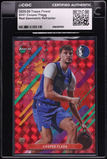 2025 Finest Red Geometric Refractor Cooper Flagg ROOKIE 1/3 #201 CGC AUTH