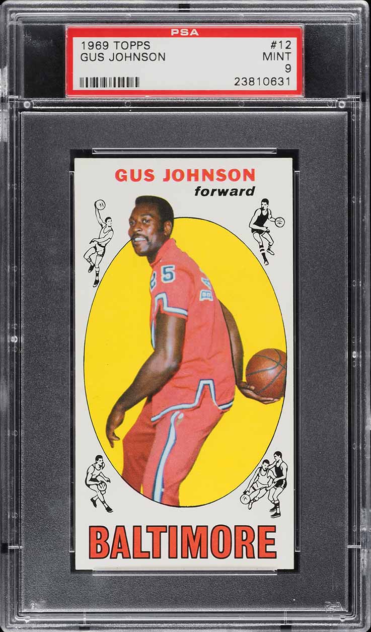 1969 Topps Basketball Gus Johnson ROOKIE #12 PSA 9 MINT
