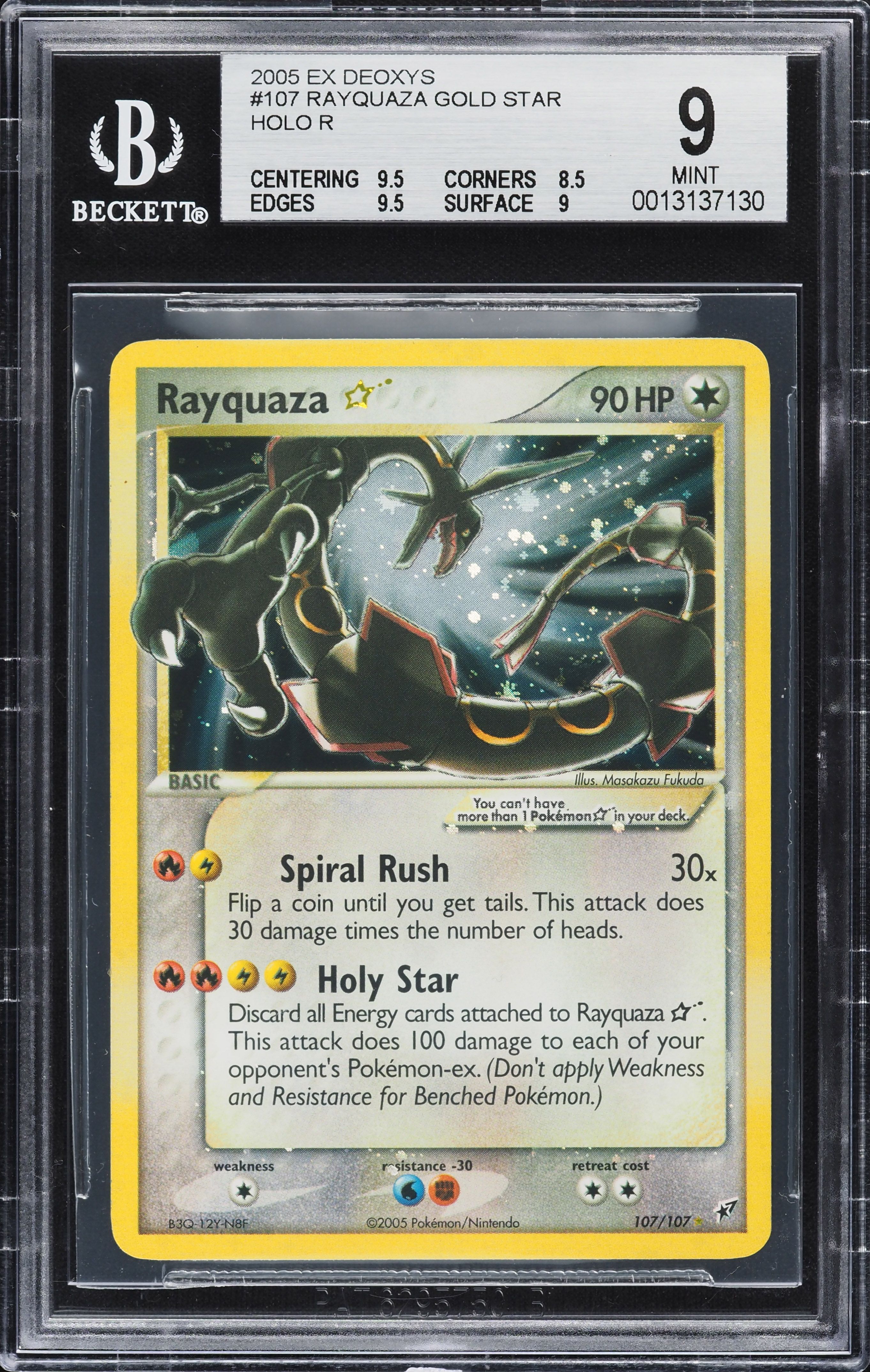 2005 Pokemon EX Deoxys Holo Rayquaza Gold Star #107 BGS 9 MINT