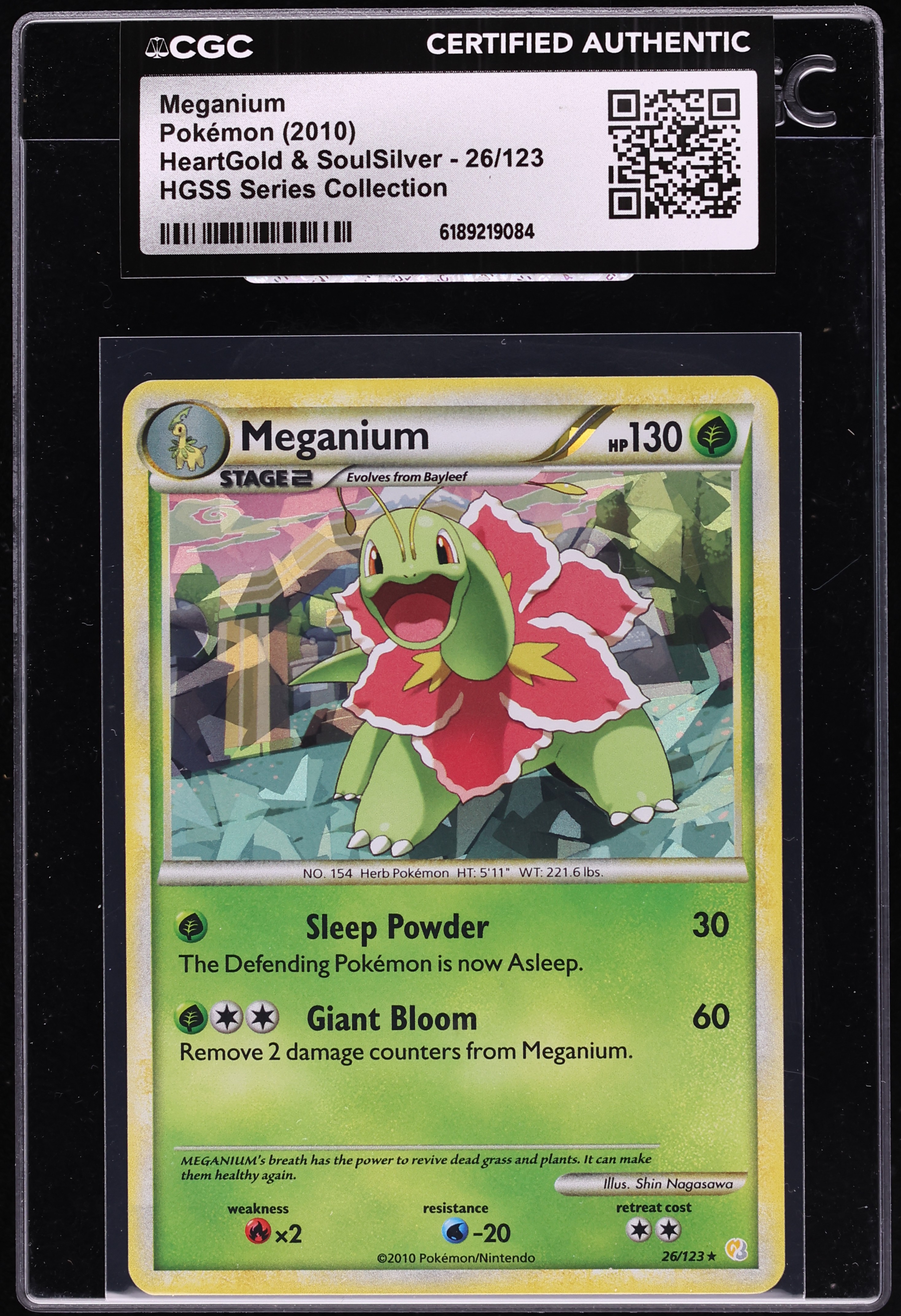 2010 Pokemon HeartGold & SoulSilver HGSS Series Collection Meganium #26 CGC AUTH