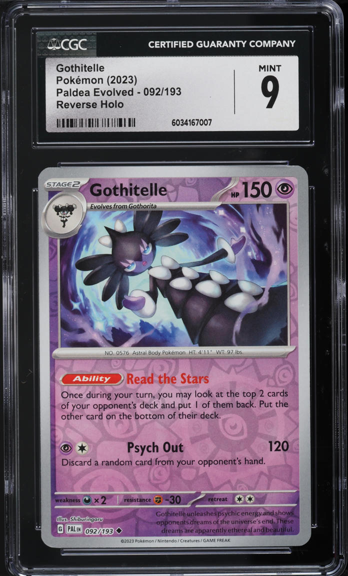 2023 Pokemon SV Paldea Evolved Reverse Holo Gothitelle #92 CGC 9 MINT