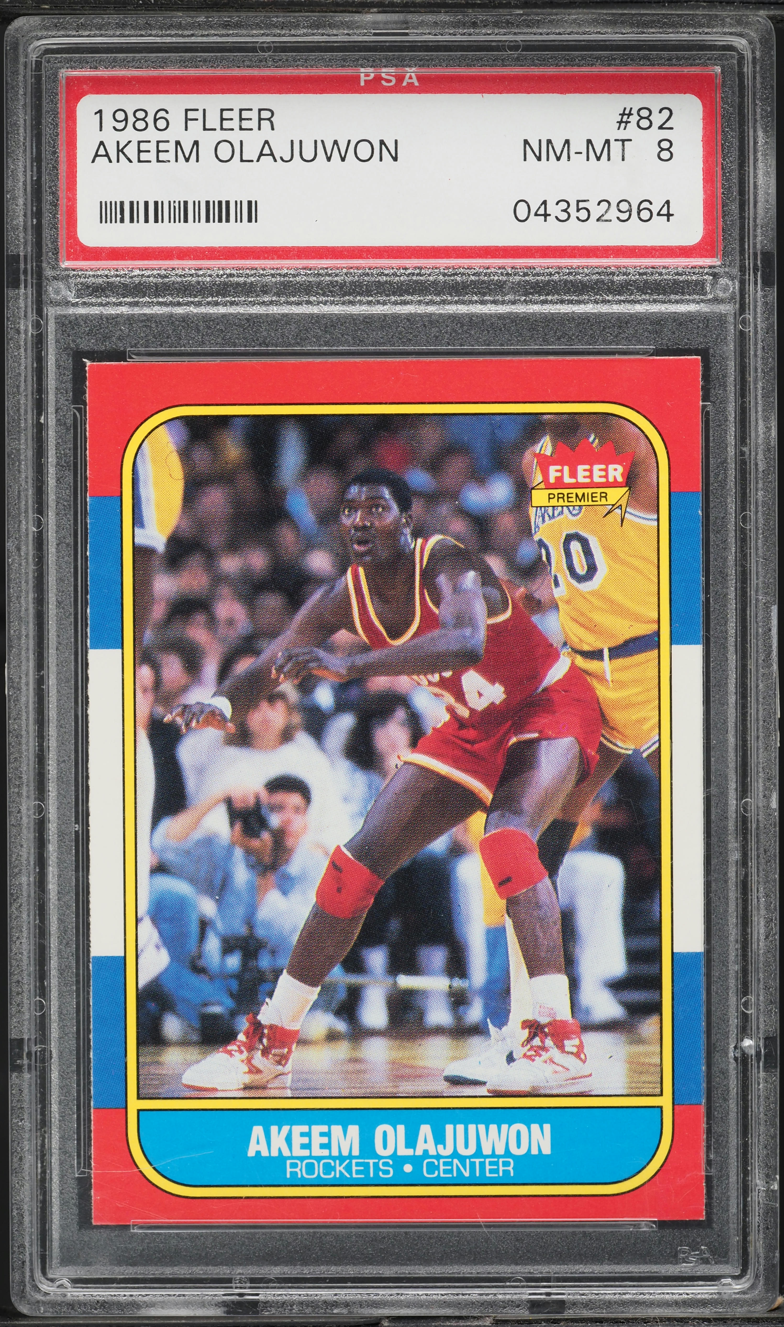 1986 Fleer Basketball Hakeem Olajuwon ROOKIE #82 PSA 8 NM-MT