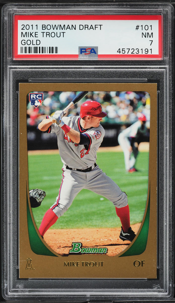 2011 Bowman Draft Gold Mike Trout ROOKIE #101 PSA 7 NRMT