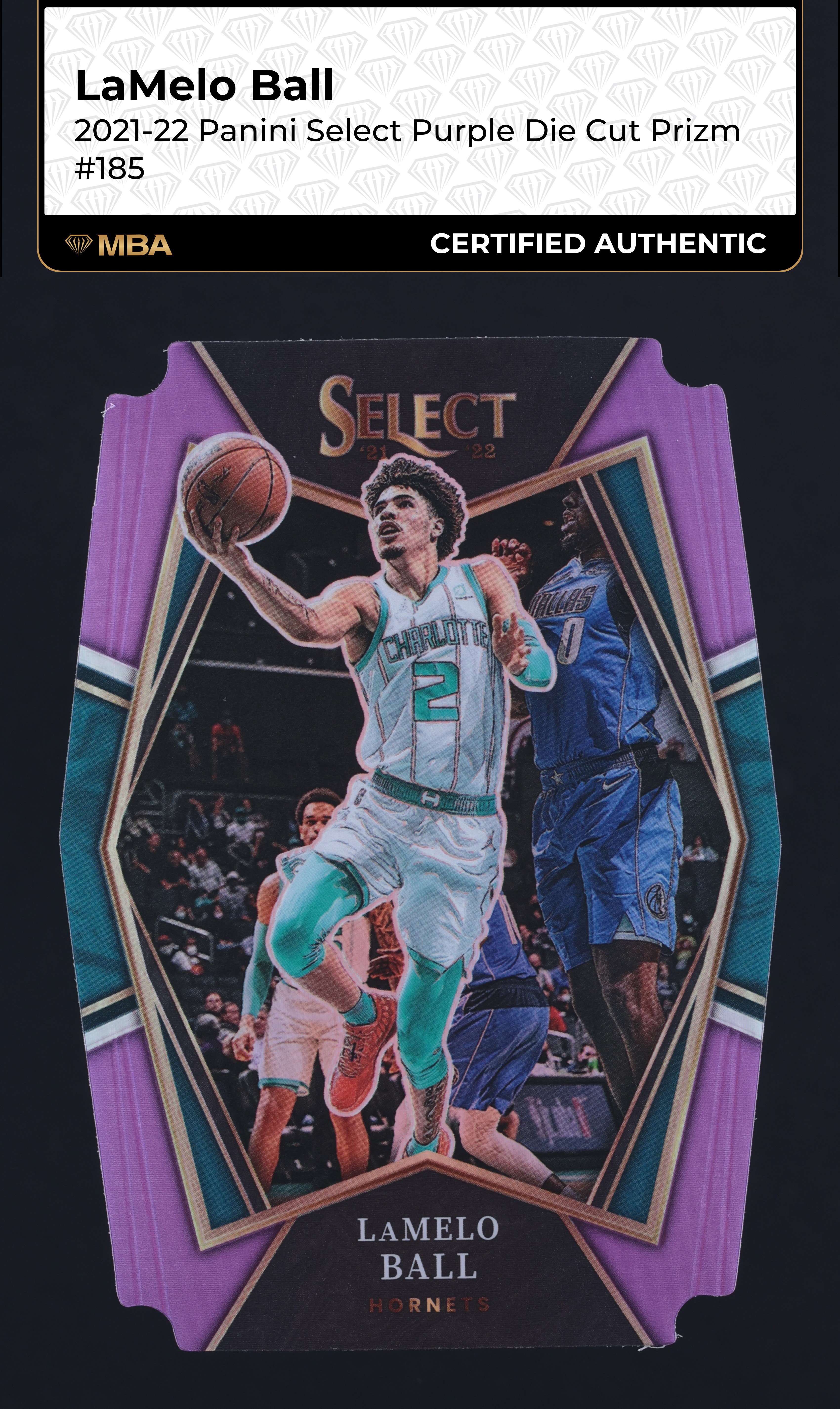 2021 Select Premier Level Purple Prizm Die-Cut LaMelo Ball /99 #185 MBA AUTH
