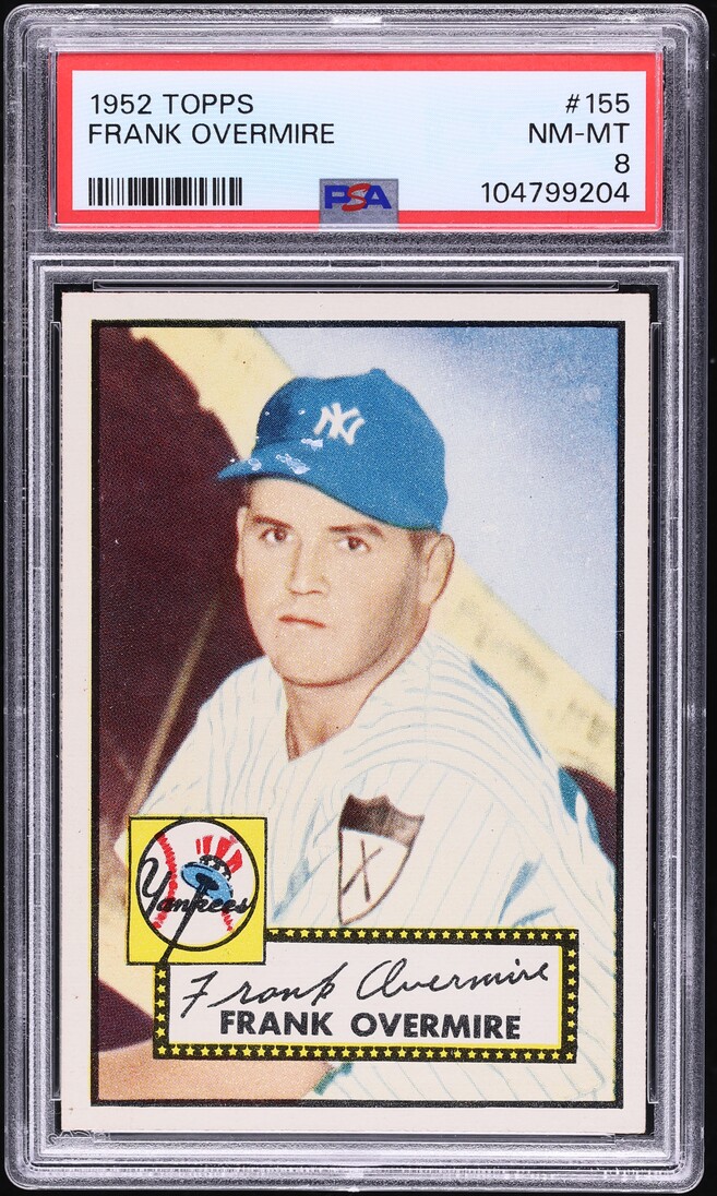 1952 Topps Frank Overmire #155 PSA 8 NM-MT