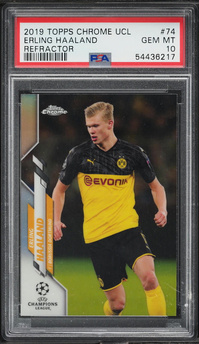 2019 Topps Chrome UEFA Refractor Erling Haaland ROOKIE #74 PSA 10 GEM MINT