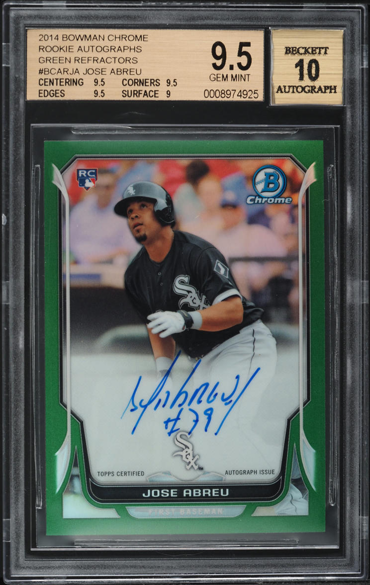 2014 Bowman Chrome Green Refractor Jose Abreu ROOKIE AUTO /75 #BCAR-JA BGS 9.5