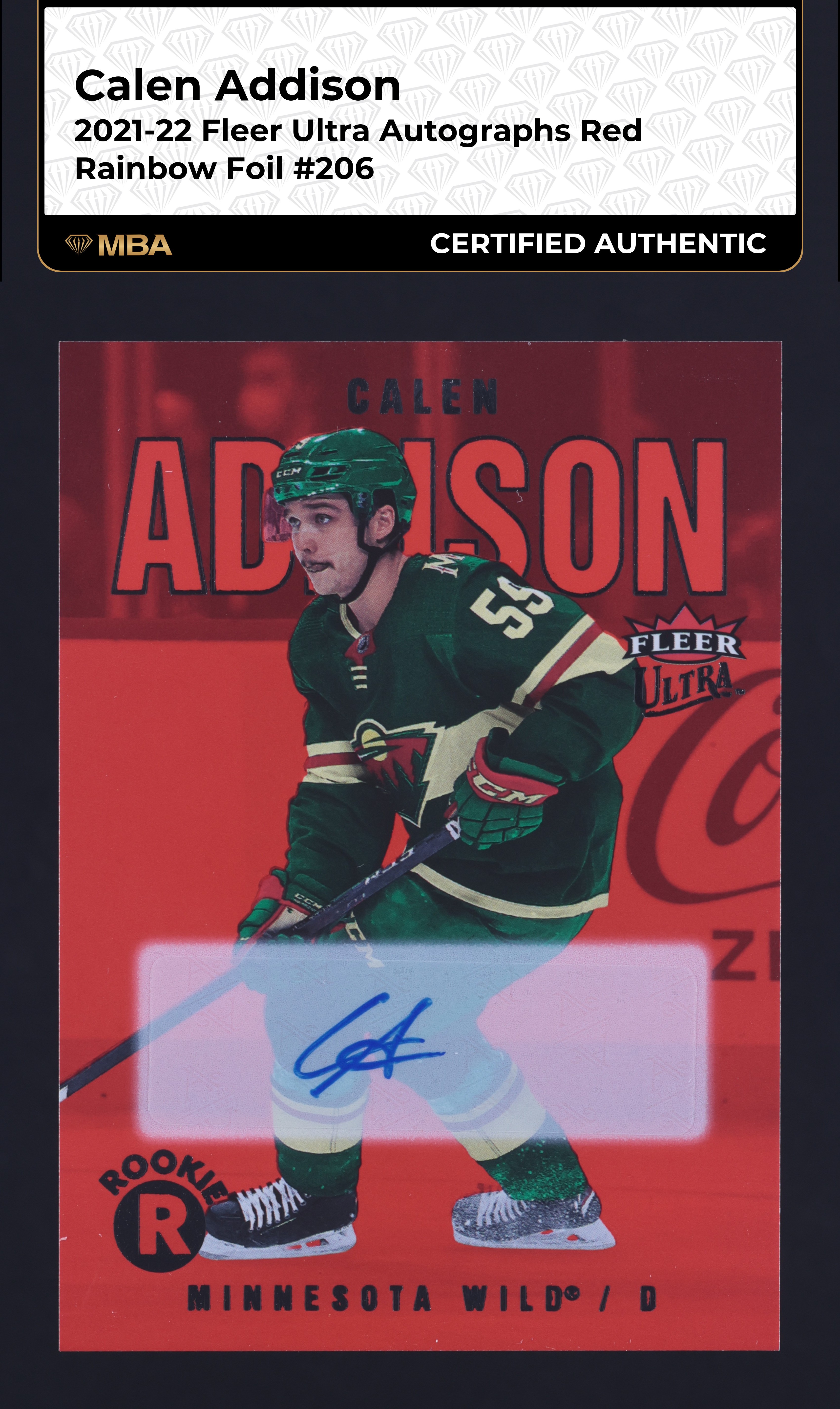 2021 Ultra Red Rainbow Foil Calen Addison ROOKIE AUTO /99 #206 MBA AUTH
