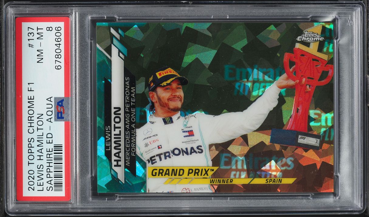 2020 Topps Chrome Formula 1 F1 Sapphire Aqua Lewis Hamilton /99 #137 PSA 8 NM-MT