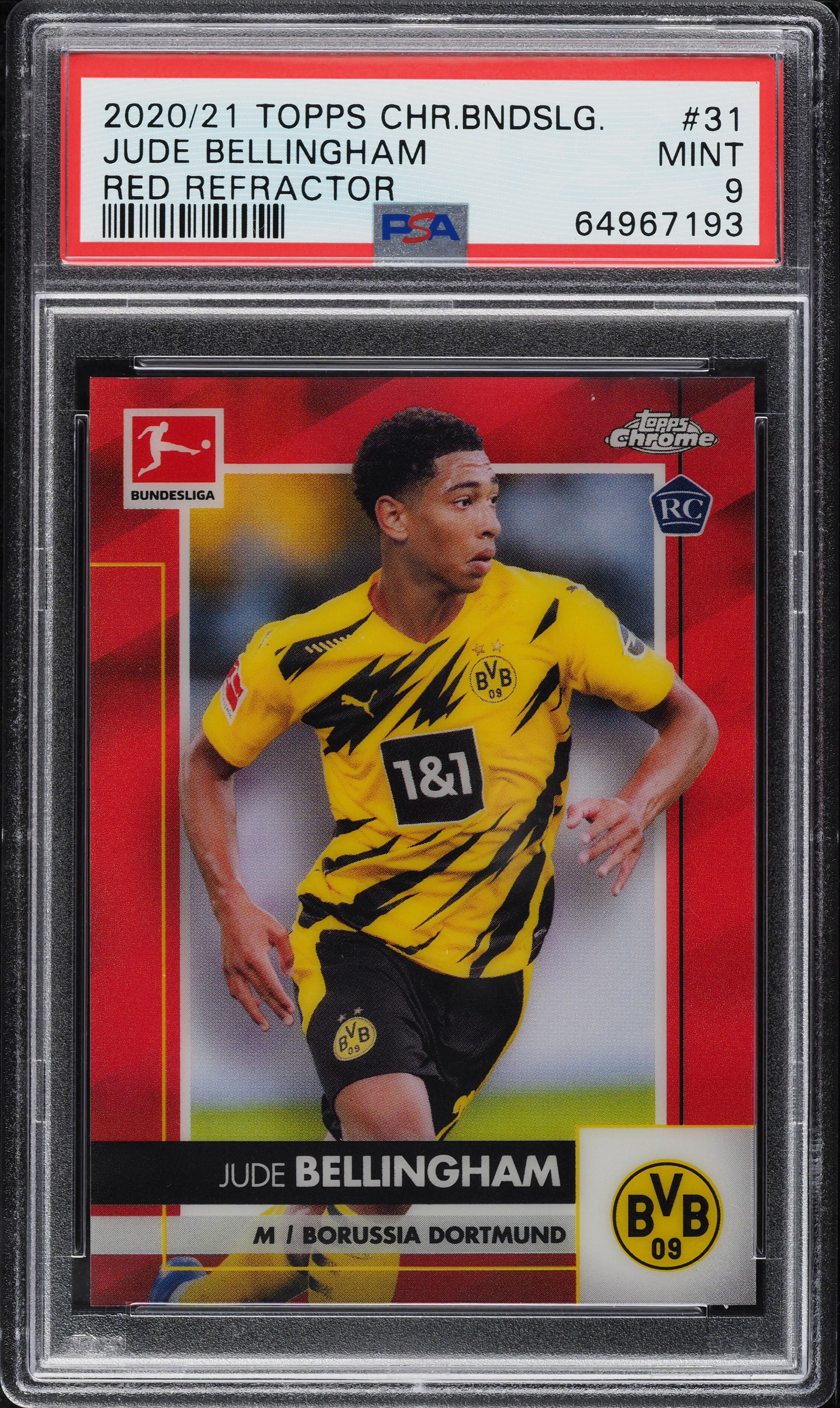 2020 Topps Chrome Bundesliga Red Refractor Jude Bellingham RC /10