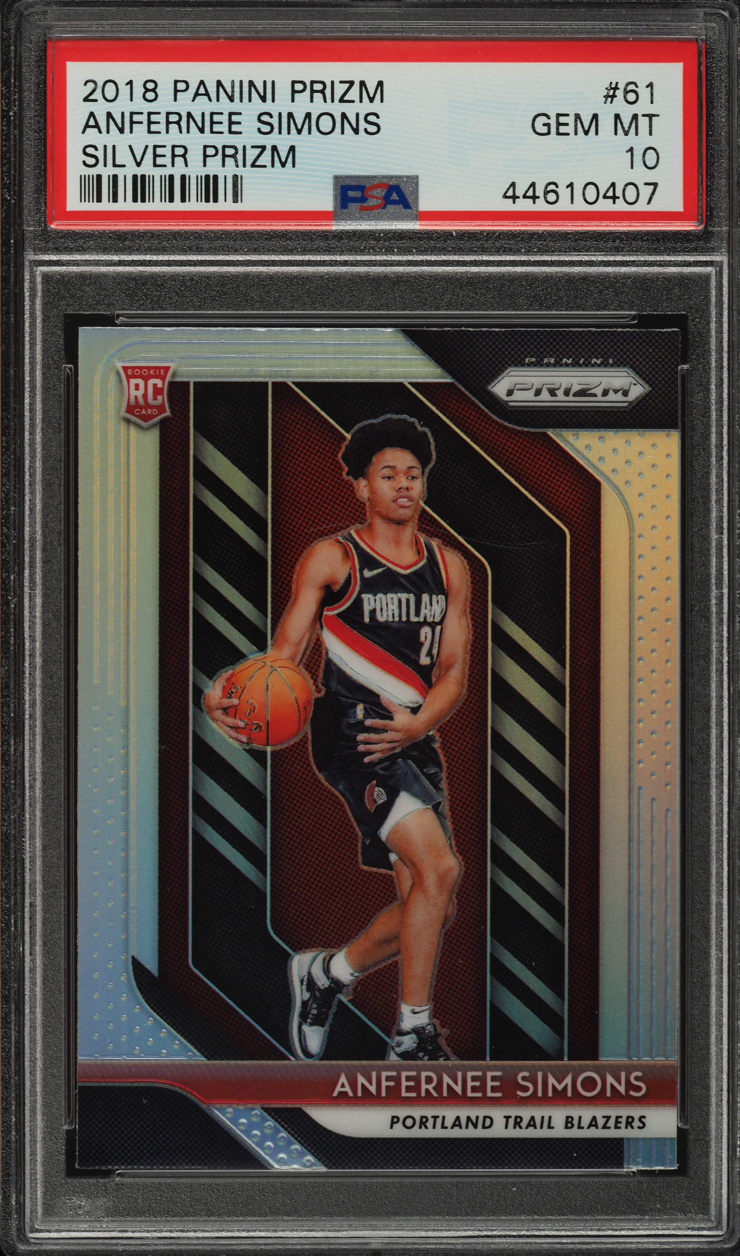 2018 Panini Prizm Silver Prizms Anfernee Simons ROOKIE RC #61 PSA 10 GEM MINT