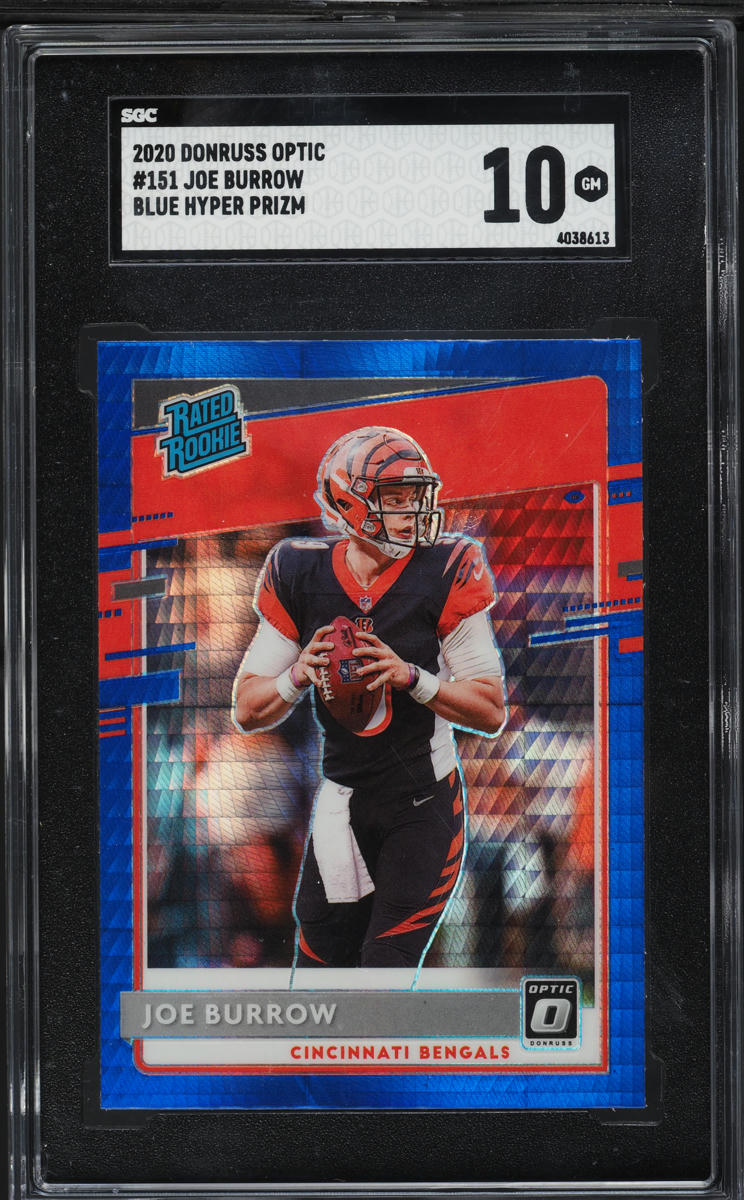 2020 Donruss Optic Blue Hyper Joe Burrow ROOKIE #151 SGC 10 GEM MINT