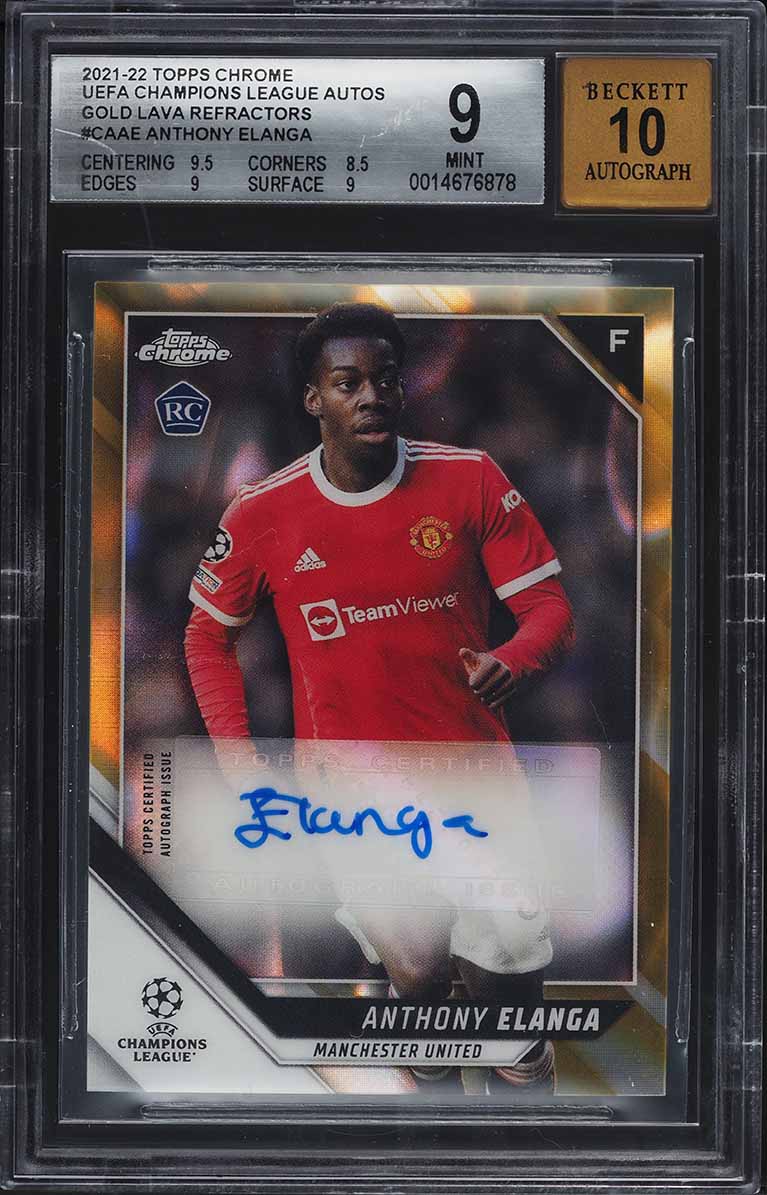 2021 Topps Chrome UEFA Gold Lava Refractor Anthony Elanga ROOKIE AUTO BGS 9 MINT