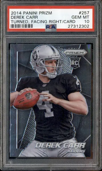 2014 Panini Prizm #257 Derek Carr Facing Right RC Rookie PSA 10