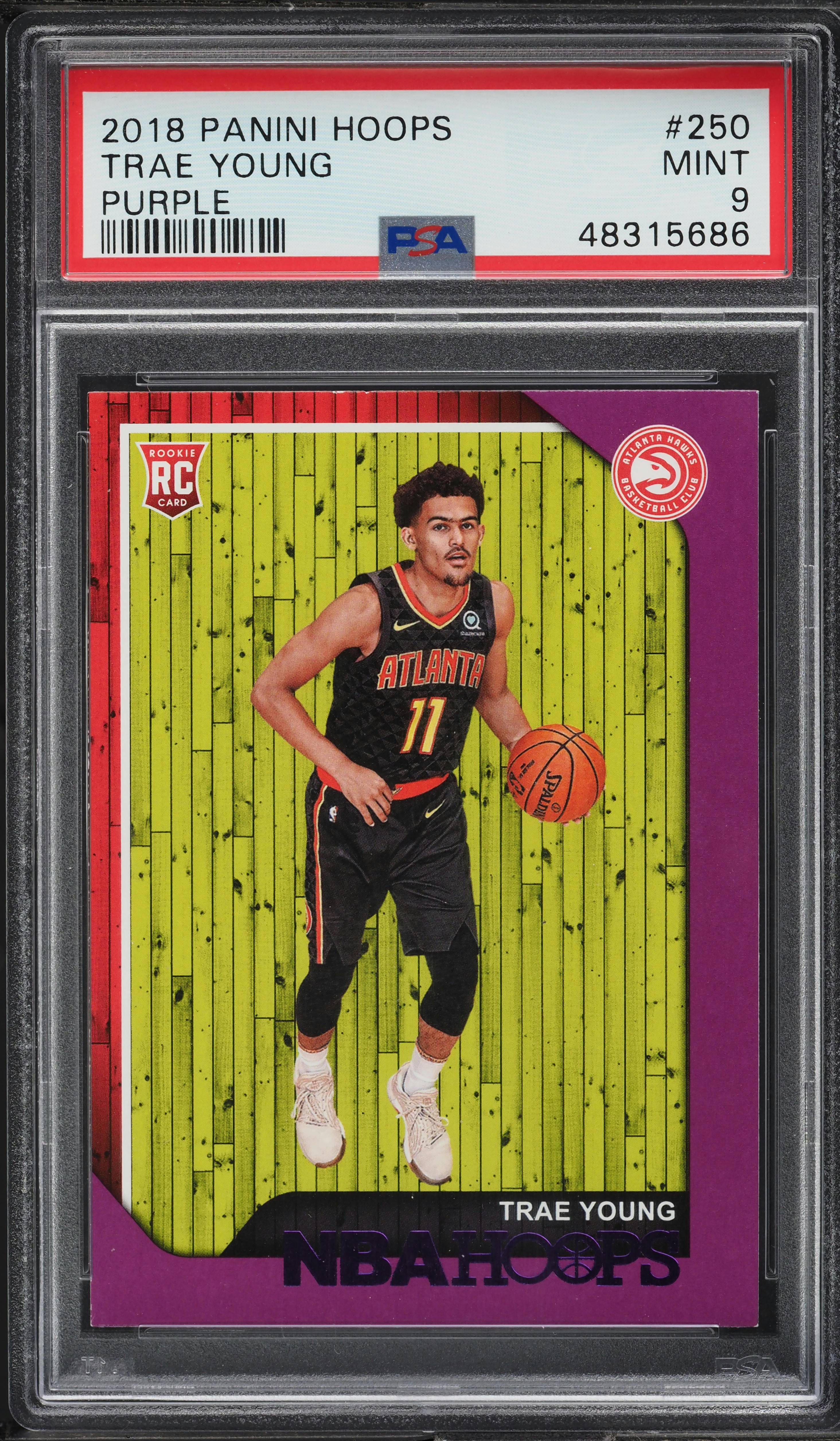 2018 Hoops Purple Trae Young ROOKIE #250 PSA 9 MINT