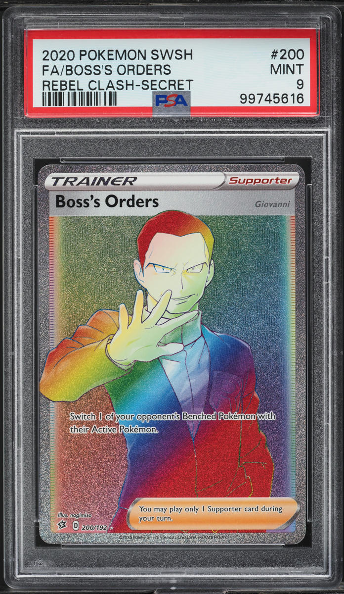 2020 Pokemon Sword & Shield Rebel Clash Hyper Rare Boss's Orders #200 PSA 9 MINT