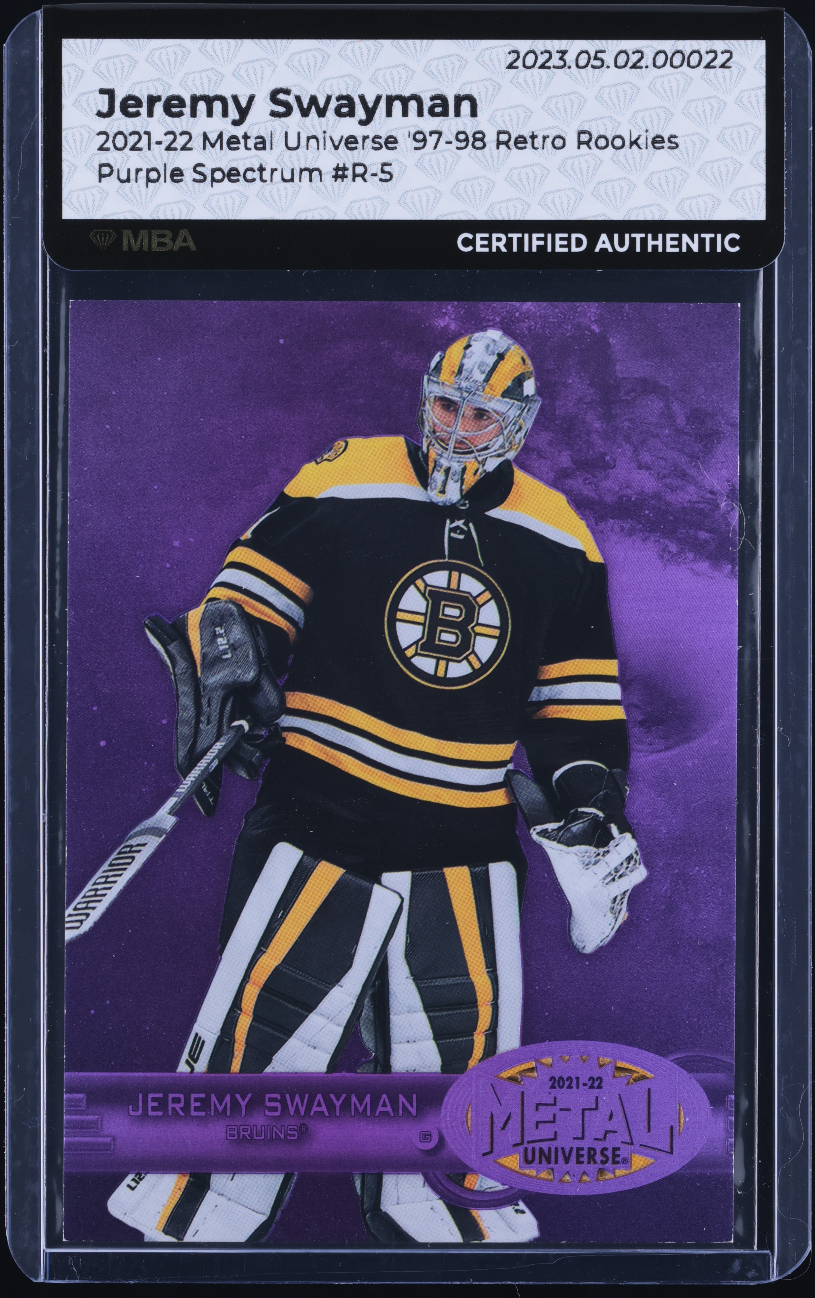 2021 Metal Universe '98 Retro Purple Spectrum Jeremy Swayman /199 #R-5 MBA AUTH
