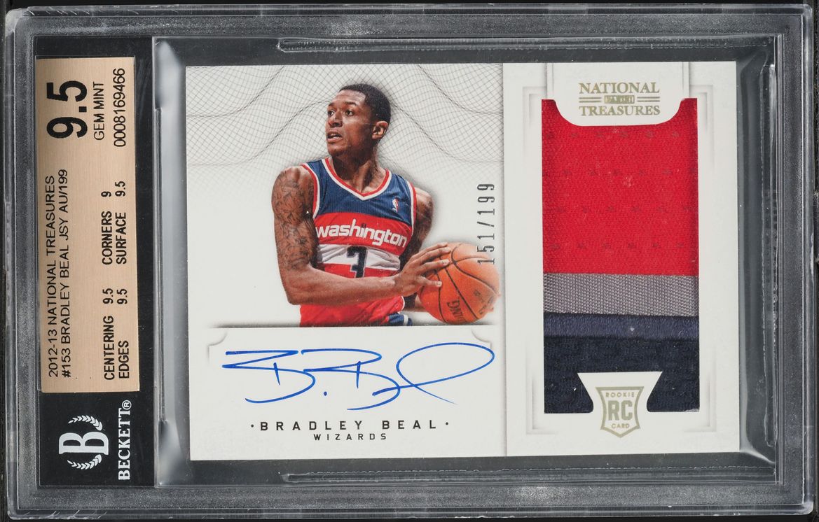 2012 National Treasures Bradley Beal ROOKIE PATCH AUTO /199 #153 BGS 9.5 GEM
