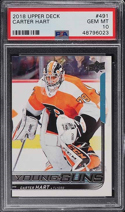 2018 Upper Deck Young Guns Carter Hart ROOKIE #491 PSA 10 GEM MINT