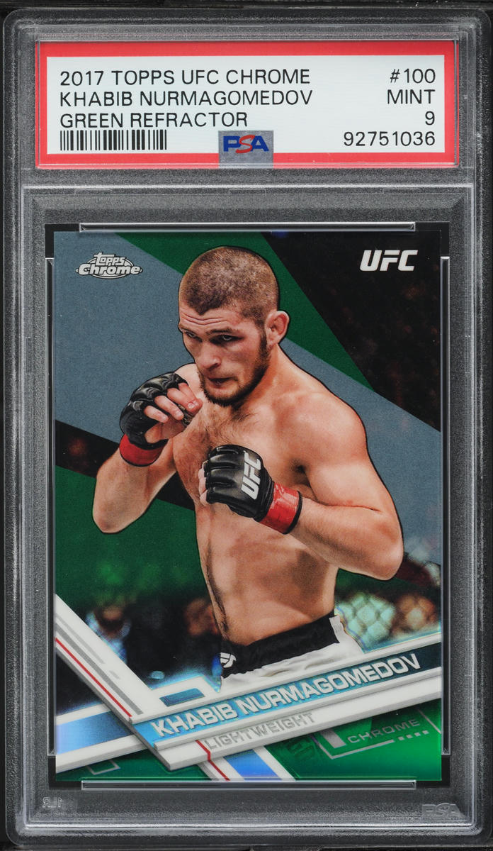 2017 Topps Chrome UFC Green Refractor Khabib Nurmagomedov /99 #100 PSA 9 MINT