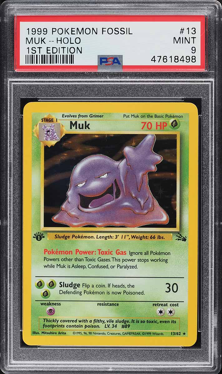 1999 Pokemon Fossil 1st Edition Holo Muk #13 PSA 9 MINT