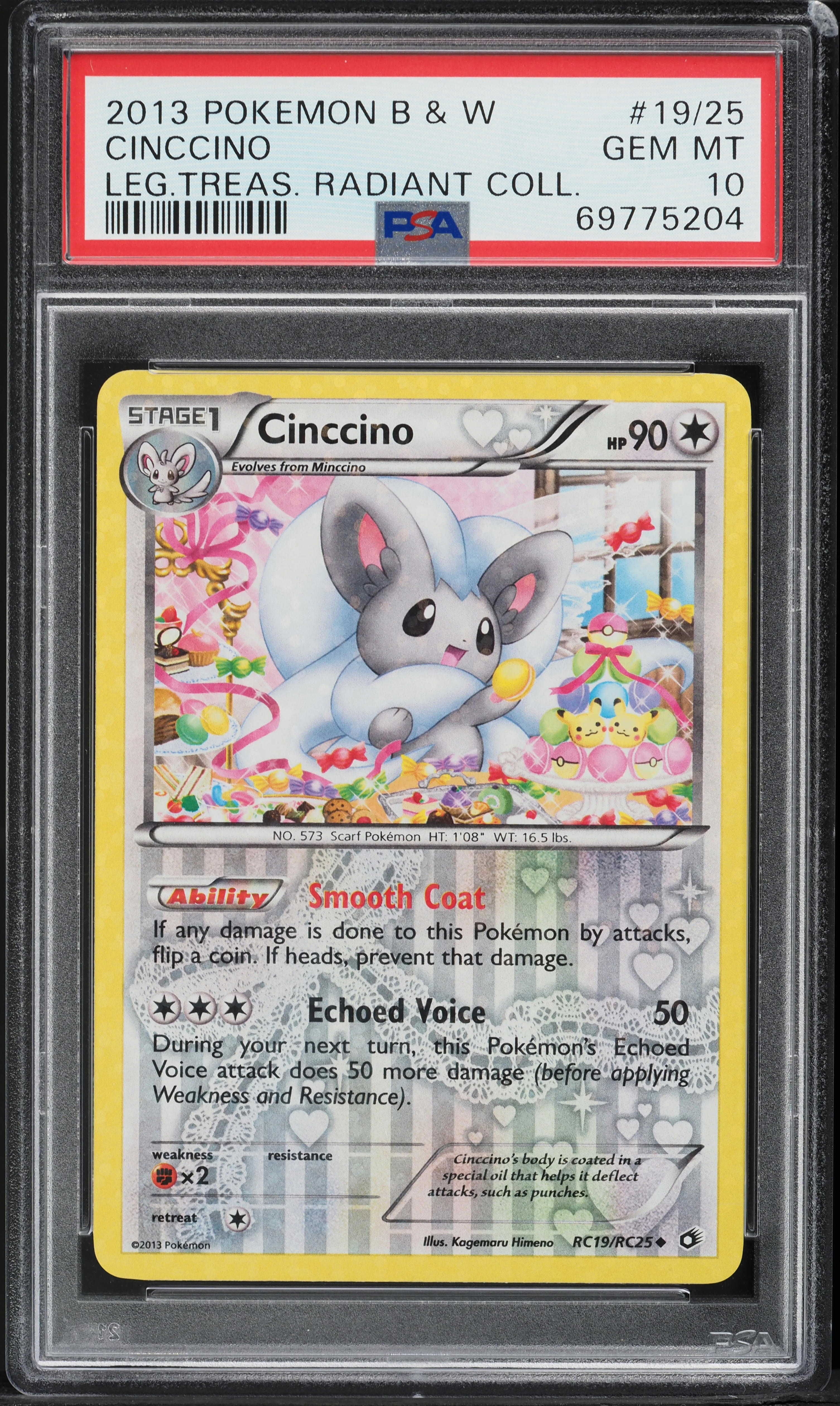 2013 Pokemon Black & White Legendary Treasures Radiant Cinccino #19 PSA 10 GEM