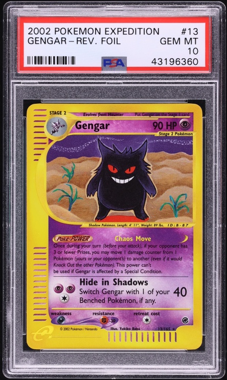 2002 Pokemon Expedition Reverse Holo Gengar #13 PSA 10 GEM MINT