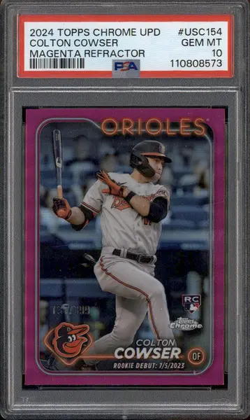 2024 Topps Chrome Update Magenta Refractor #USC154 Colton Cowser RC /399 PSA 10
