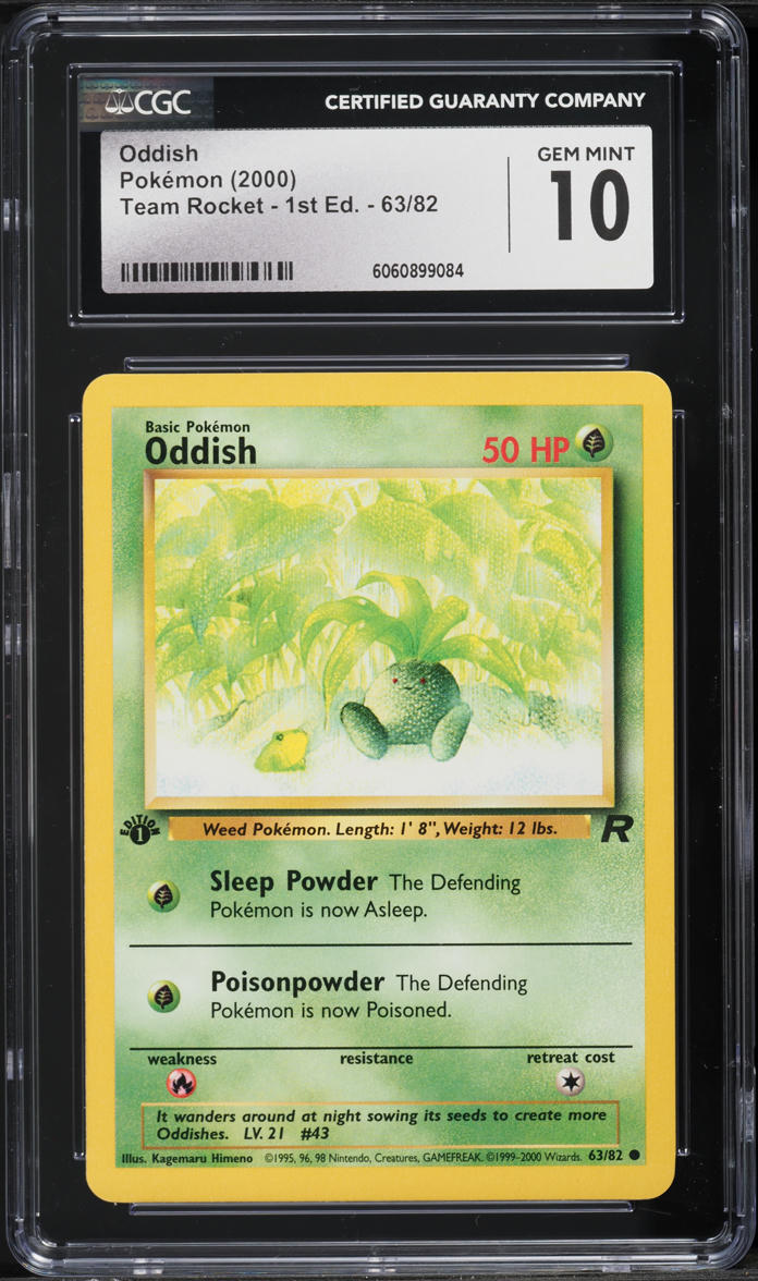 2000 Pokemon Team Rocket 1st Edition Oddish #63 CGC 10 GEM MINT