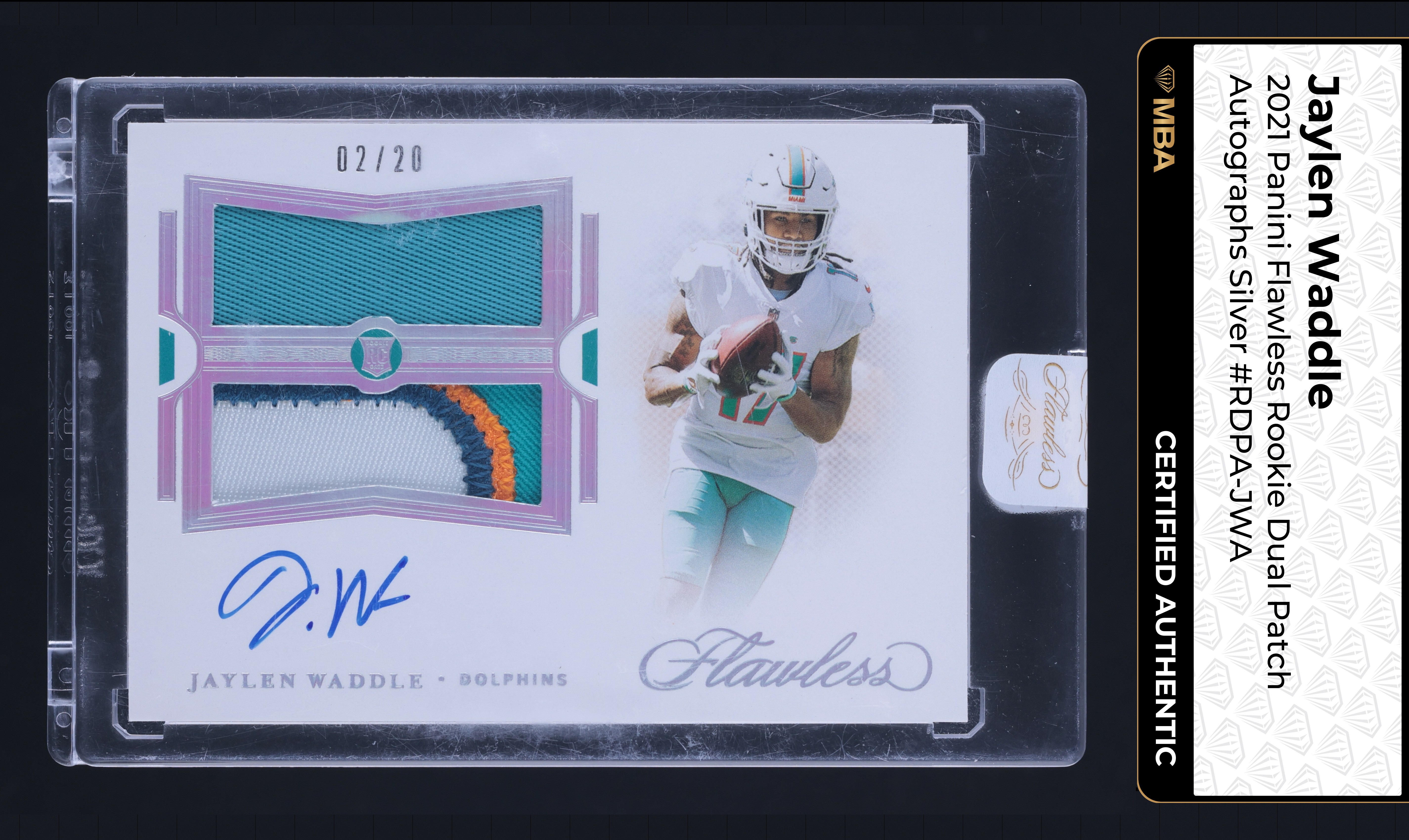 2021 Panini Flawless Silver Jaylen Waddle ROOKIE PATCH AUTO /20 MBA AUTH