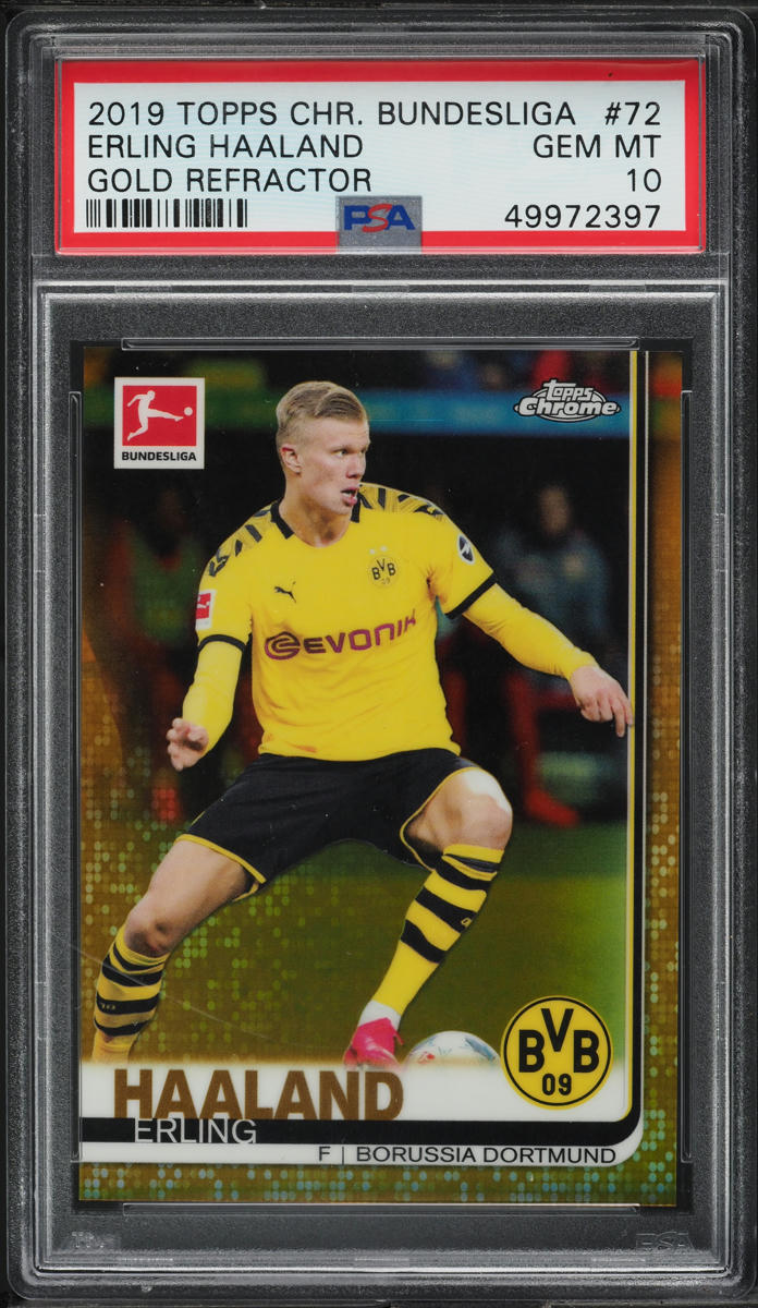 2019 Topps Chrome Bundesliga Gold Refractor Erling Haaland ROOKIE /50 #72 PSA 10
