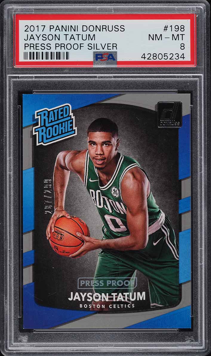 2017 Donruss Press Proof Silver Jayson Tatum ROOKIE RC /299 #198 PSA 8 NM-MT