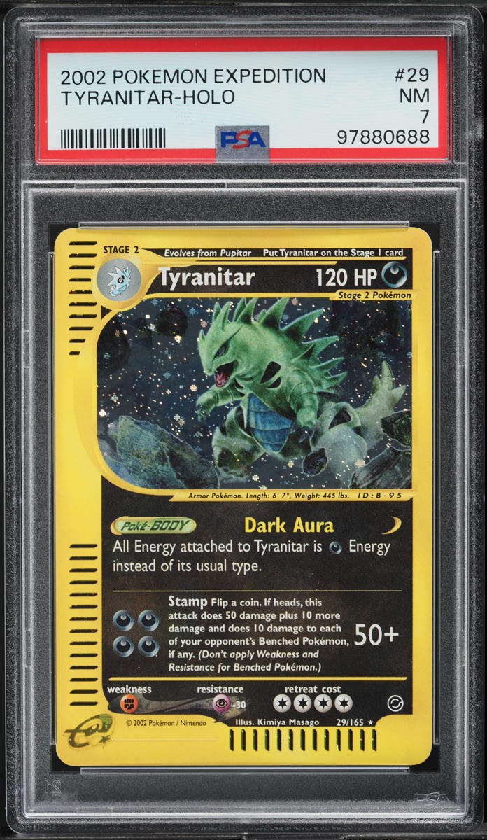 2002 Pokemon Expedition Holo Tyranitar #29 PSA 7 NRMT