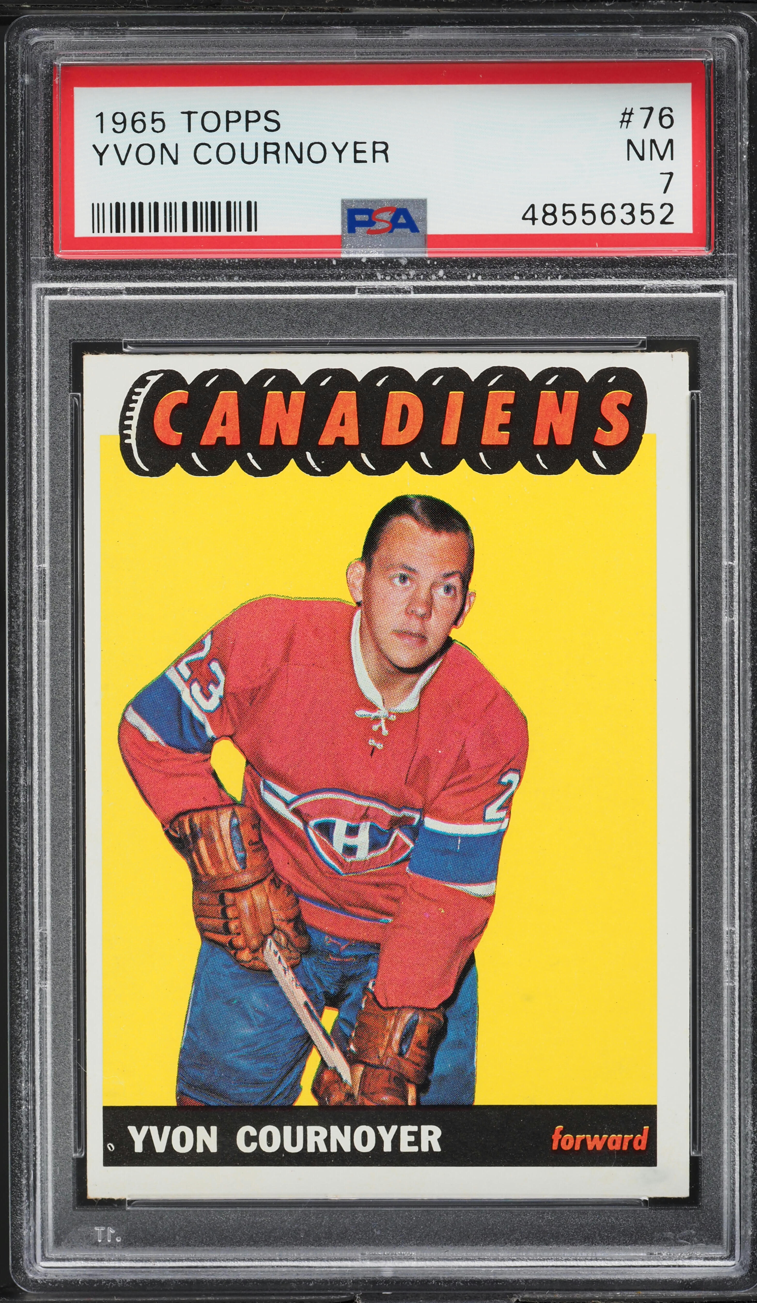 1965 Topps Hockey Yvon Cournoyer ROOKIE #76 PSA 7 NRMT
