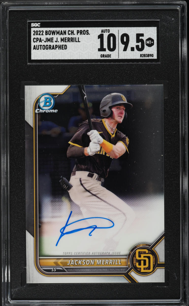 2022 Bowman Chrome Jackson Merrill PROSPECT AUTO #CPA-JME SGC 9.5 MINT+