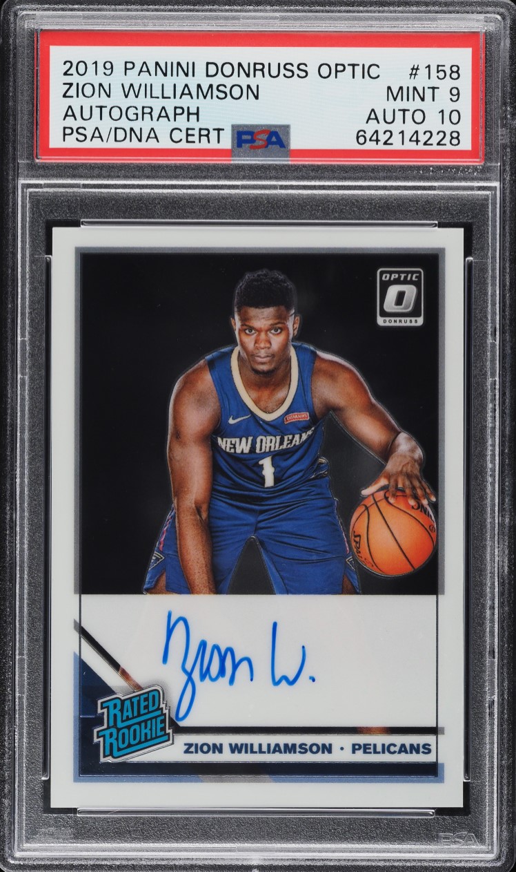 2019 Donruss Optic Zion Williamson ROOKIE AUTO DNA 10 #158 PSA 9 MINT