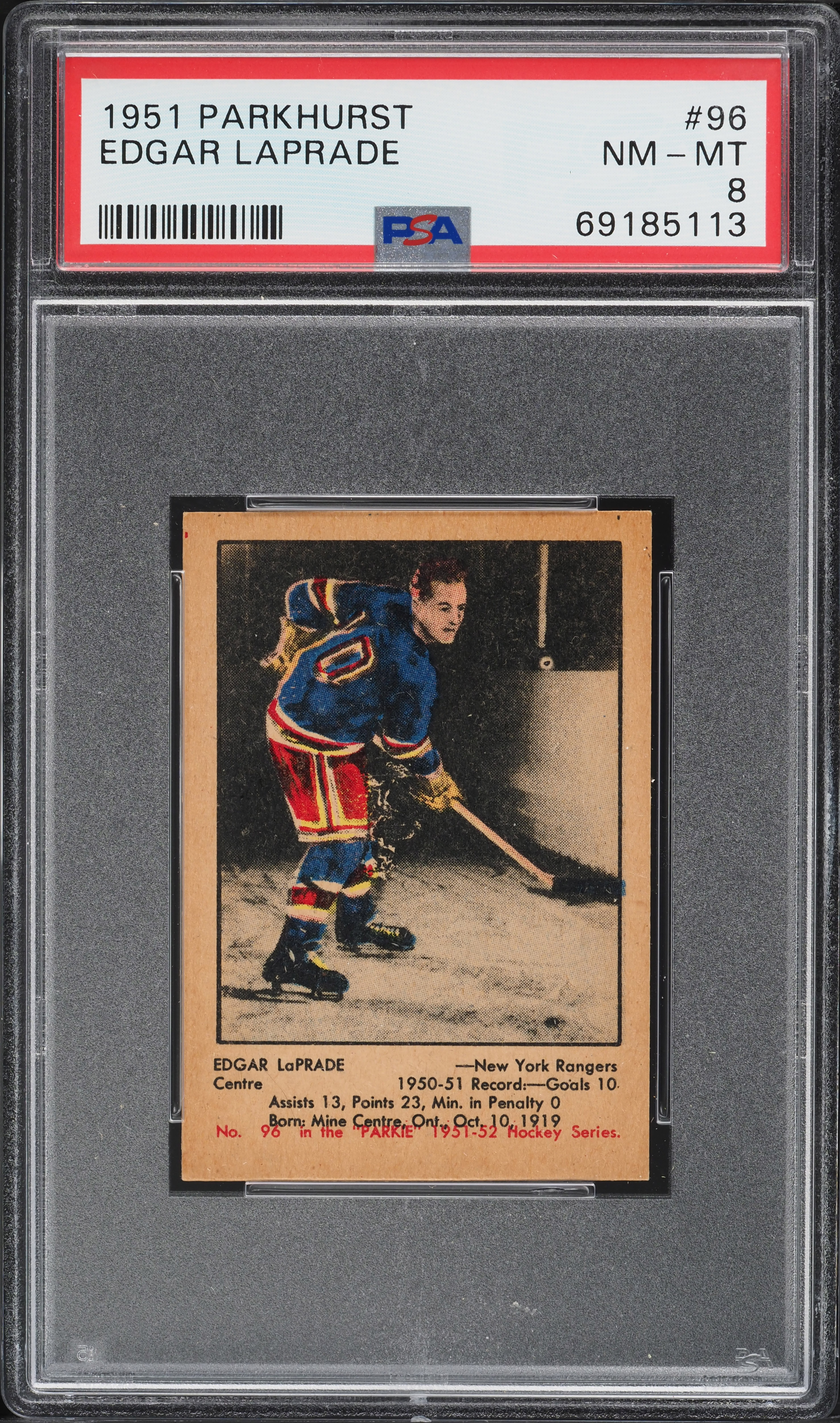 1951 Parkhurst Edgar Laprade ROOKIE #96 PSA 8 NM-MT