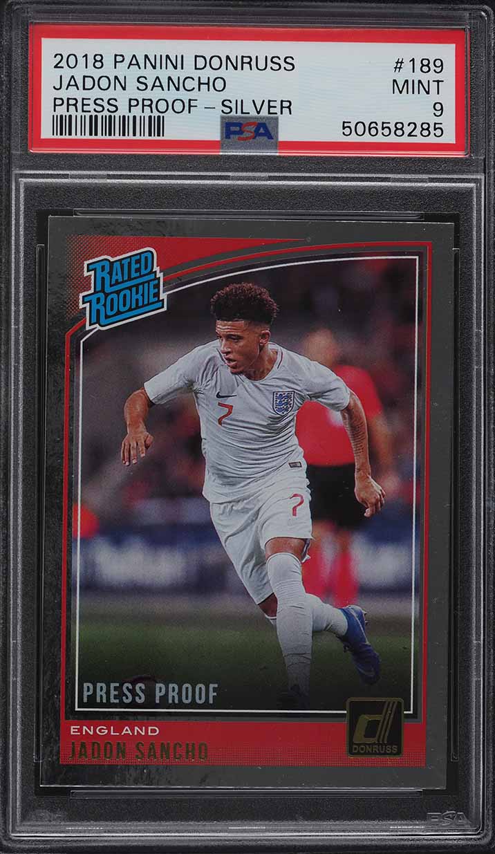 2018 Donruss Press Proof Silver Jadon Sancho ROOKIE #189 PSA 9 MINT