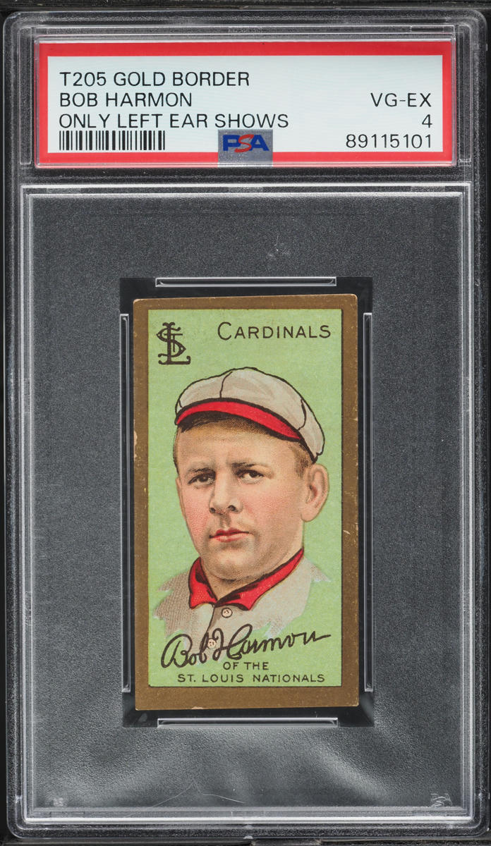 1911 T205 Gold Border Bob Harmon ONLY LEFT EAR SHOWS PSA 4 VGEX
