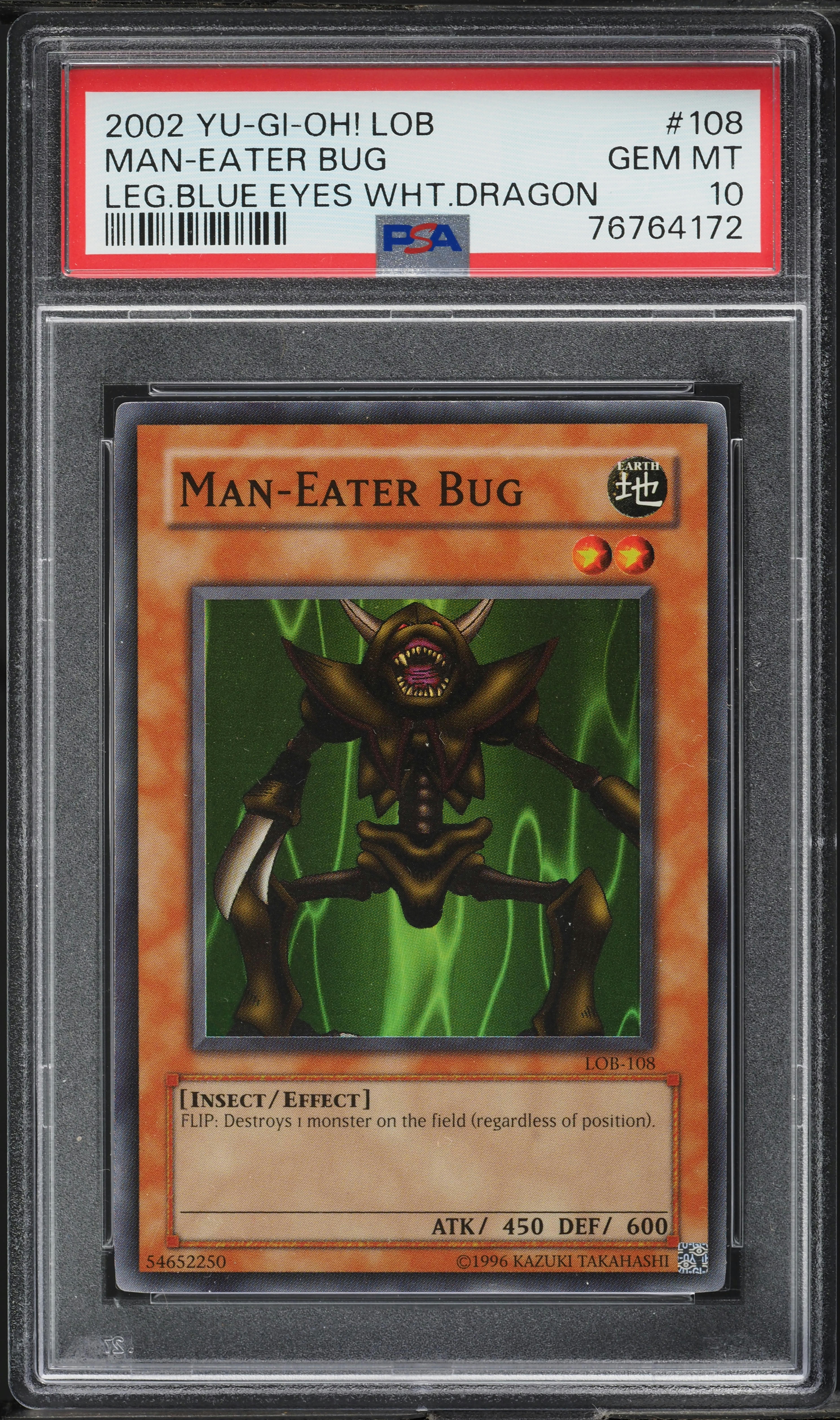 2002 Yu-Gi-Oh! Legend Of Blue Eyes Man-Eater Bug #LOB-108 PSA 10 GEM MINT