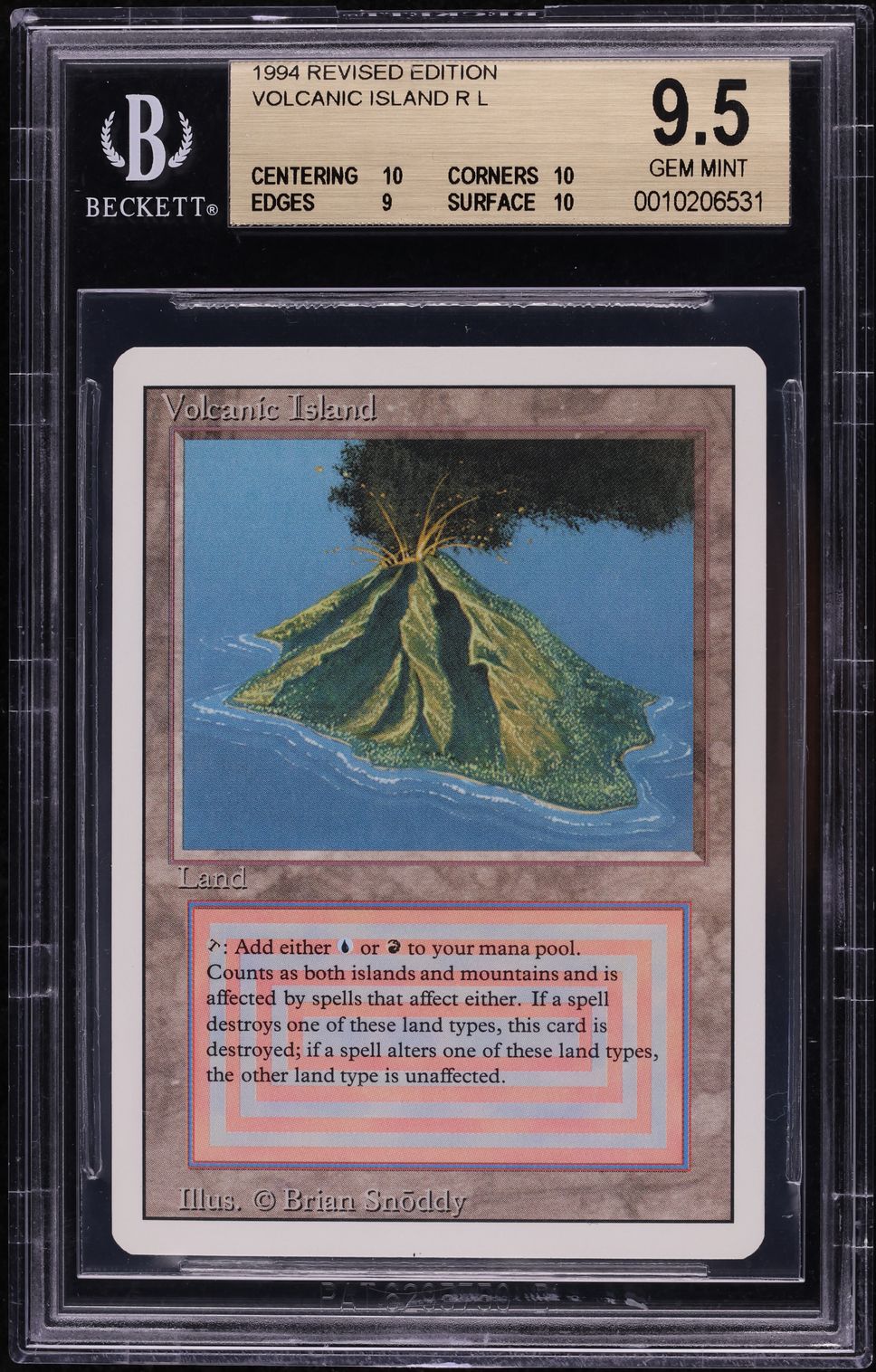 1994 Magic The Gathering Revised Edition Dual Land Volcanic Island BGS 9.5 GEM