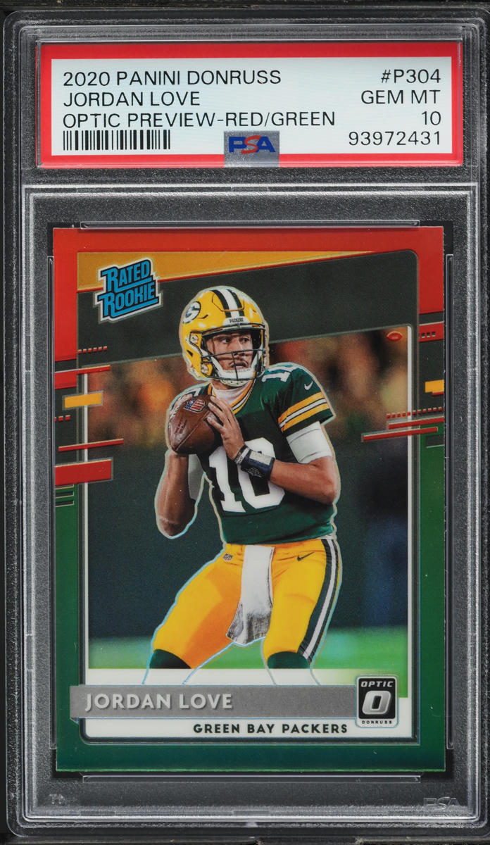 2020 Donruss Optic Preview Red Green Jordan Love ROOKIE #P-304 PSA 10 GEM MINT