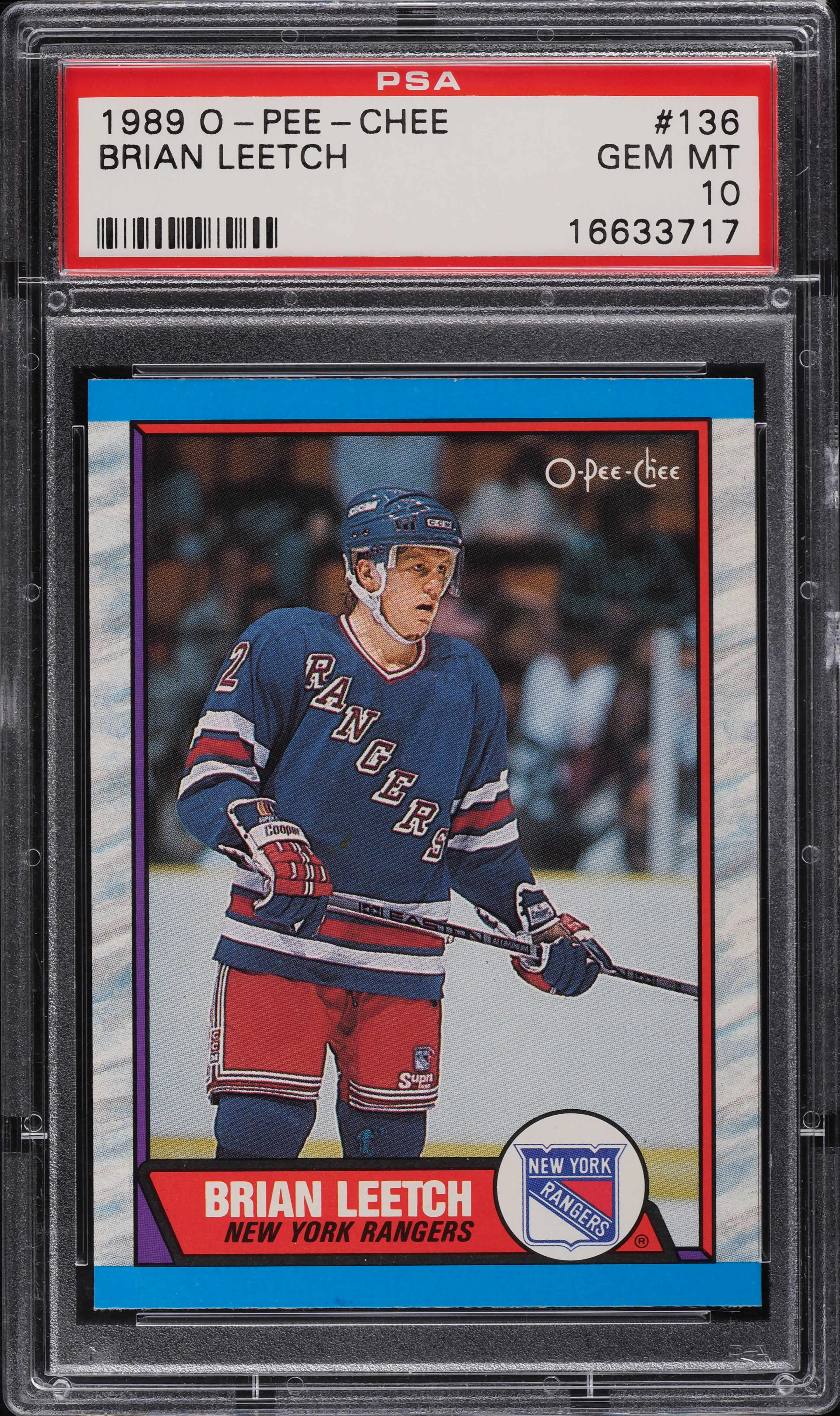 1989 O-Pee-Chee Hoceky Brian Leetch ROOKIE #136 PSA 10 GEM MINT