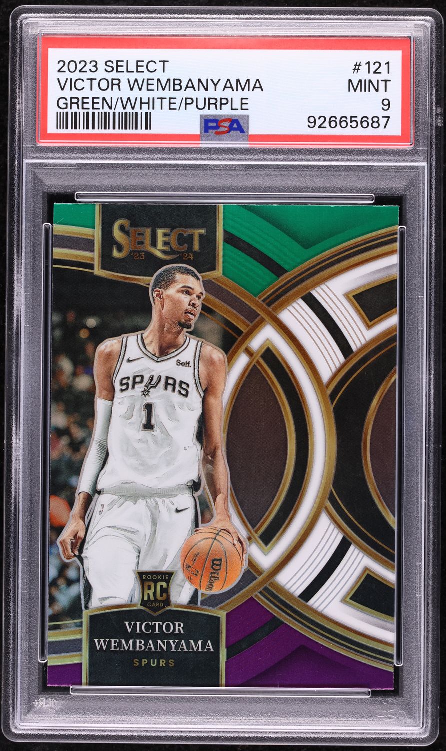 2023 Select Premier Green White Purple Prizm Victor Wembanyama ROOKIE PSA 9 MINT