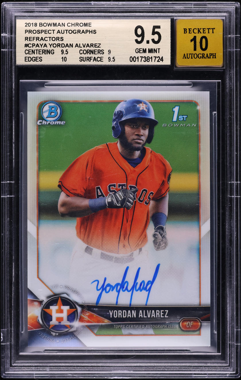 2018 Bowman Chrome Refractor Yordan Alvarez PROSPECT AUTO /499 BGS 9.5 GEM MINT