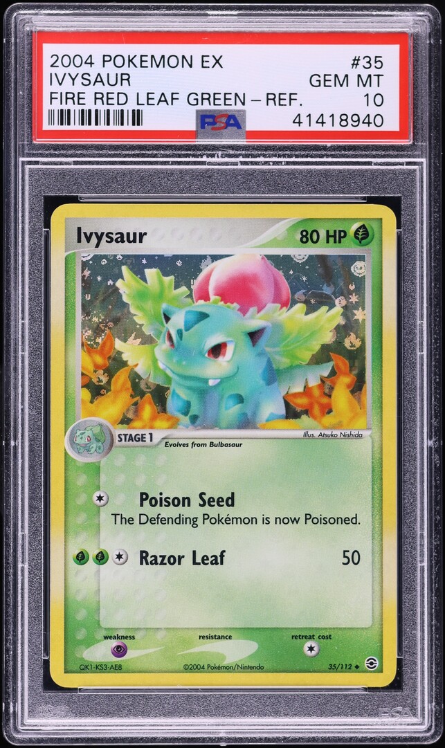 2004 Pokemon EX Fire Red & Leaf Green Reverse Holo Ivysaur #35 PSA 10 GEM MINT