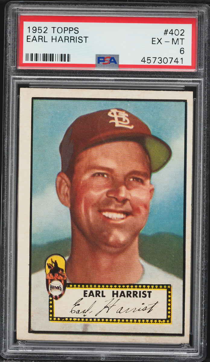1952 Topps Earl Harrist #402 PSA 6 EXMT