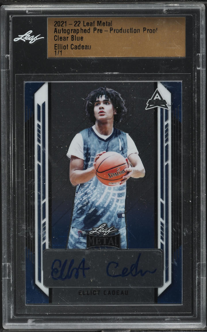 2021 Leaf Metal Pre-Production Proof Clear Blue Elliot Cadeau ROOKIE AUTO 1/1